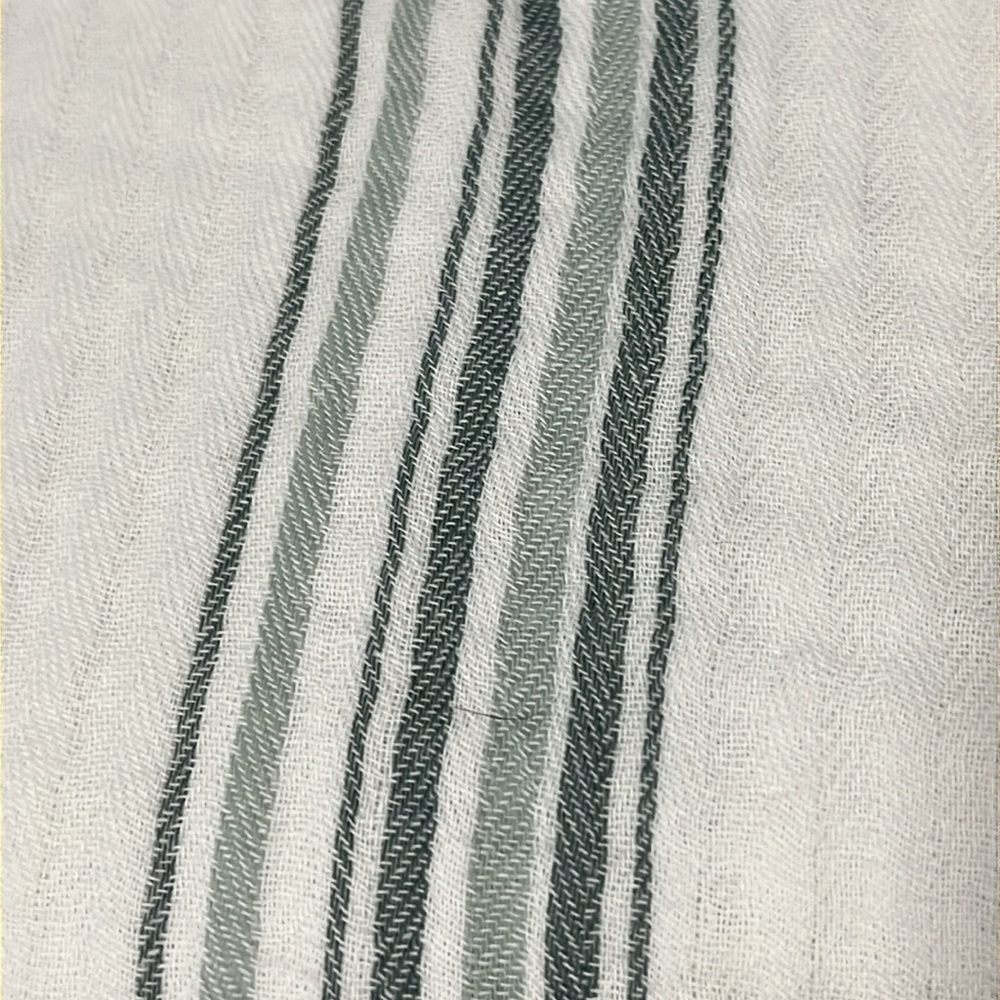 Haven White Gray Maxi Dress Muumuu Short Sleeve Cotton Gauze Striped Loungewear - Picture 12 of 16